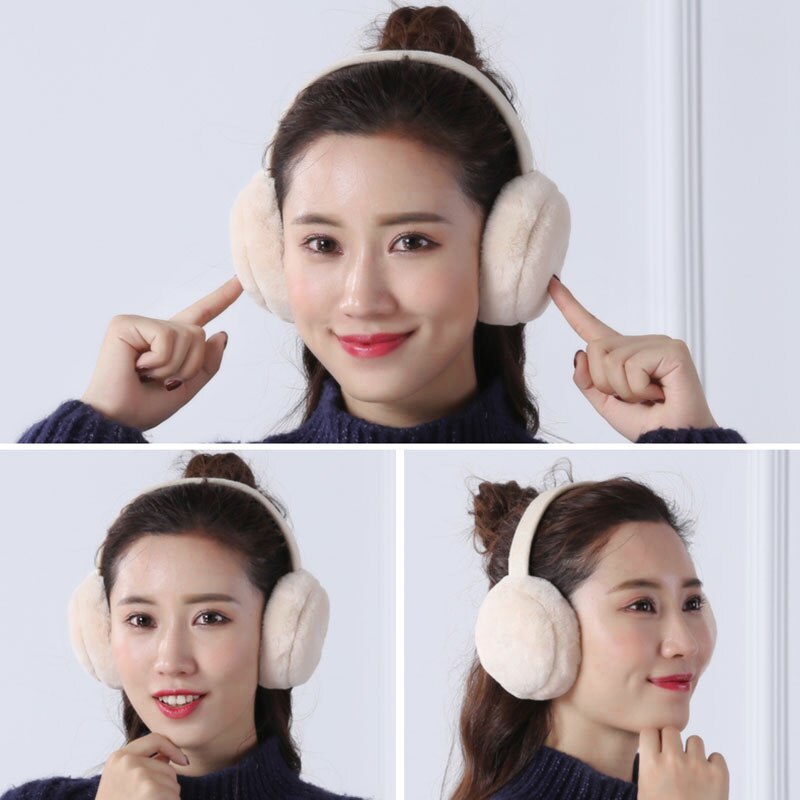 Hiver unisexe hiver cache-oreilles en peluche pliable couleur unie femmes hommes chauffe-oreilles Orejeras De Invierno