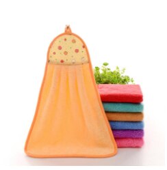 1 pièces petite serviette en peluche pépinière suspendus cuisine salle de bain épais chiffon doux essuyer serviette coton anti-huile-adhésif vaisselle lavage à séchage rapide: Yellow