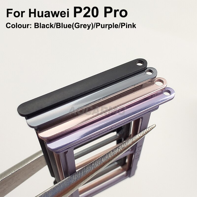 Aocarmo para Huawei P20 para Huawei P20 Pro Nano Metal bandeja de tarjeta Sim MicroSD recambio de soporte de ranura parte