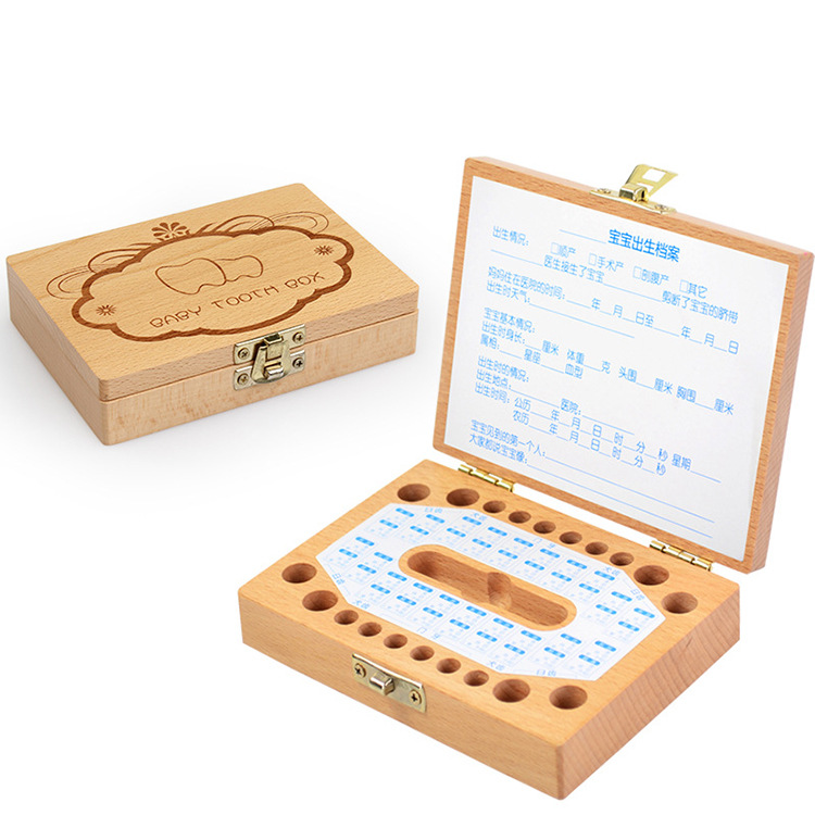 Handmade Wood Baby Milk Tooth Box Kids Teeth Storage Wooden Box Photo Frame Multifunction Save Memory Collection Birthday