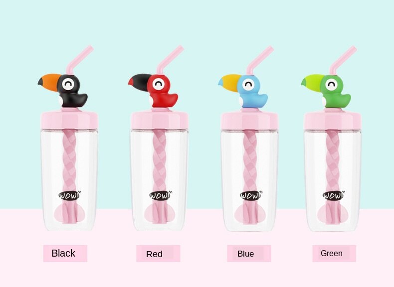 Toucan stirring sippy cup male and female students readily cup juice cup Korean children plastic cup cup