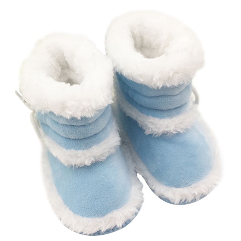 Baby støvler spædbarn toddler piger dreng slip-on vinter varm blød sål sko: Himmelblå / 13-18 måneder