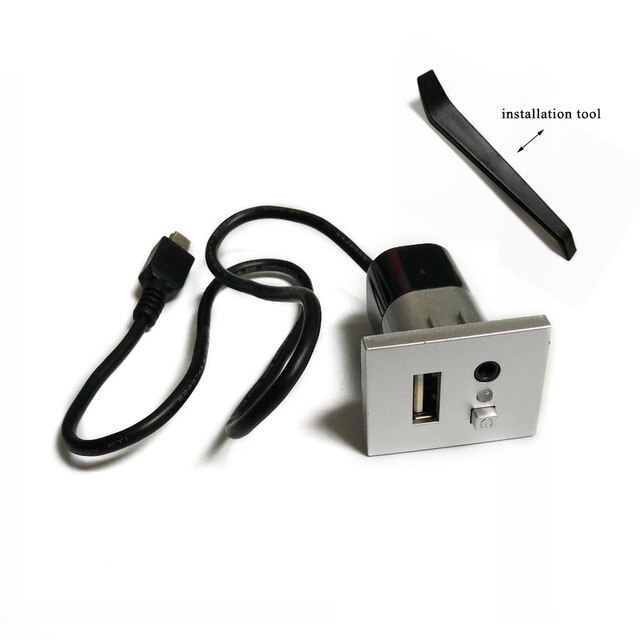 Voor Ford Focus MK2 USB/AUX Slot interfaces Plug Knop + Kabel Interface Met Mini USB Kabel Adapter Accessoires: silver