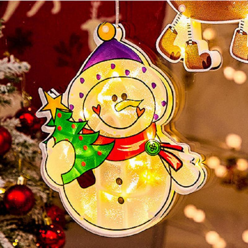 Christmas LED Window Decoration Lights Christmas Suction Cup Chandelier Party Ornament Lights Indoor Bedroom Scene Layout: white