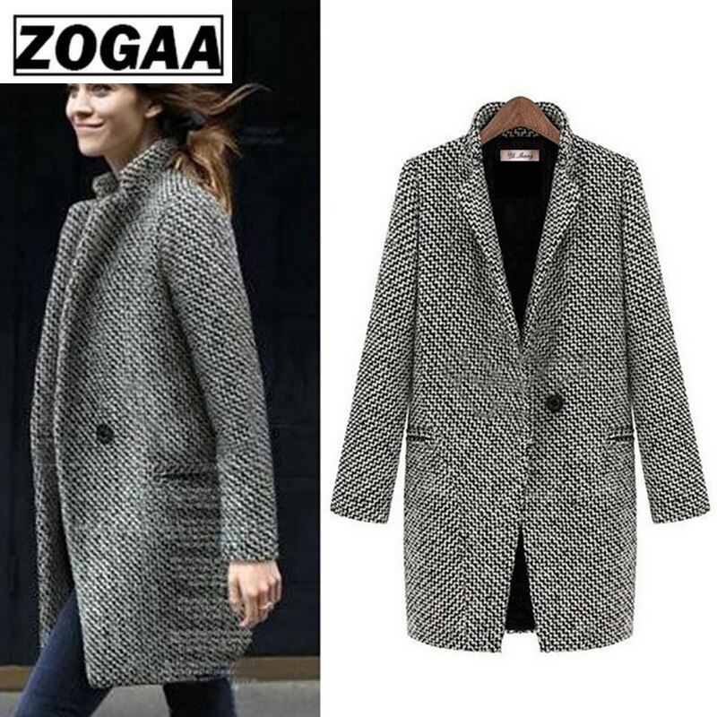 Long Woolen Women Coat Female Plus Size Winter Autumn Plaid Jacket Wool Blend Cape Coat Tweed Outwear 5XL 6XL 7XL