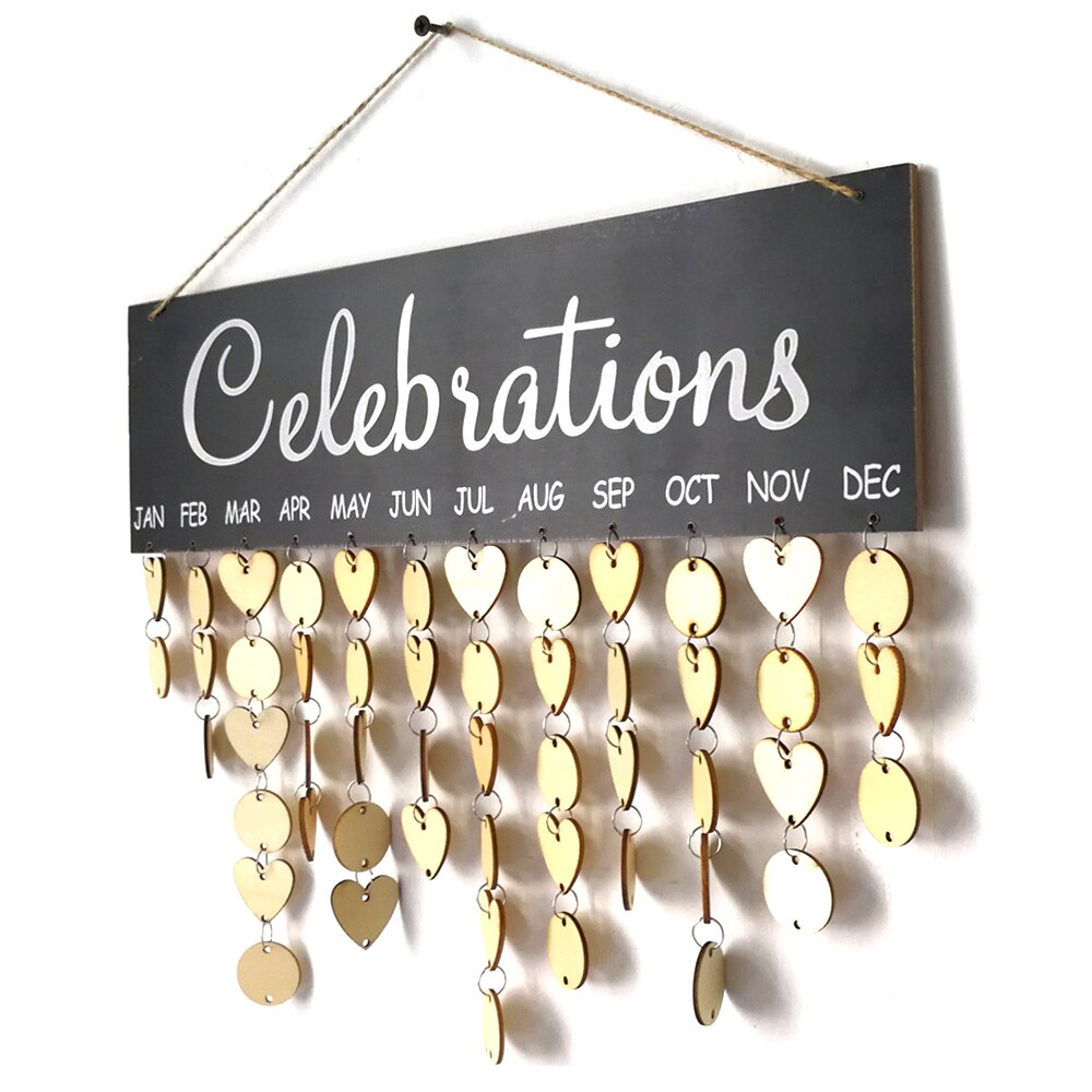 Wooden Calendar Board Sign Family Celebration and Birthday Reminder DIY Wooden Craft for Home Decoration