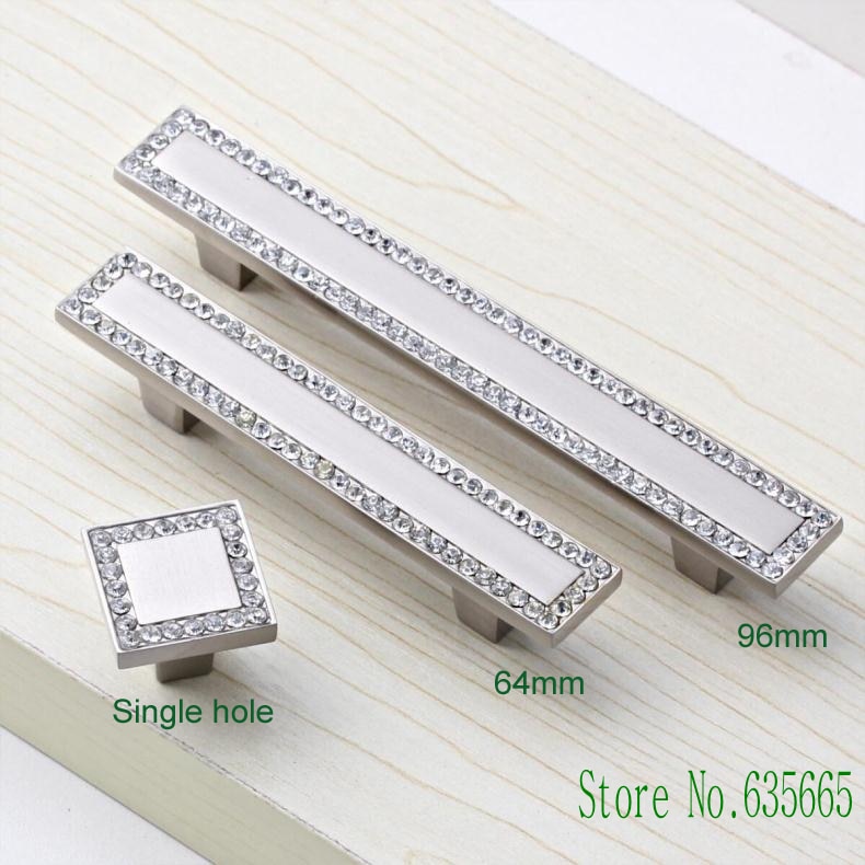 Luxe Zilver Crystal Diamond Meubilair Hardware Handvatten Deur Lade Kast Keukenkasten Dresser Pull Knoppen Accessoires