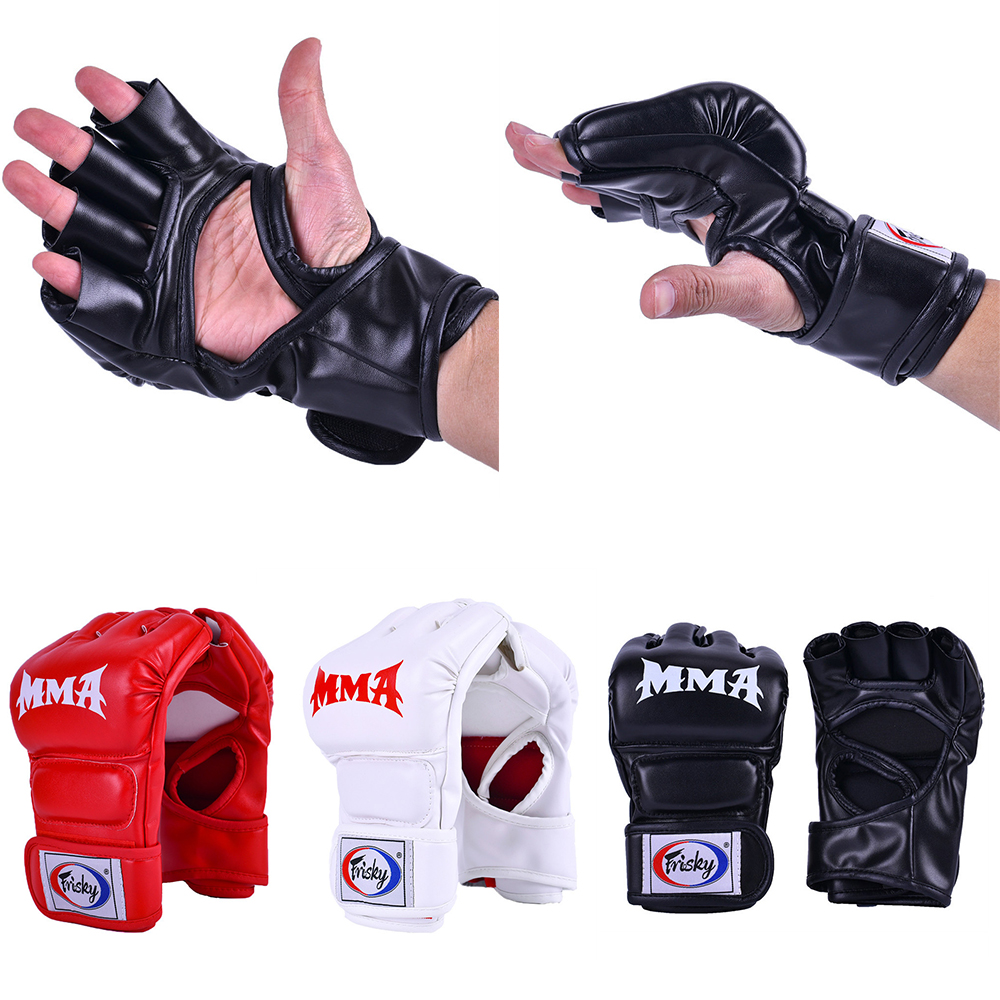 Mma-guantes de medio dedo para hombre y mujer, manoplas