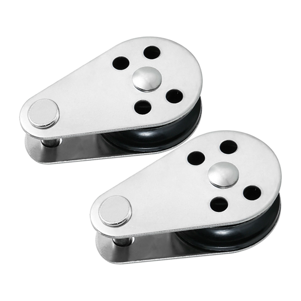 2pcs 316 Stainless Steel Wire Rope Crane Pulley Block - Boat Kayak Lifting Fixed Pulley Hanging Wire Towing Wheels