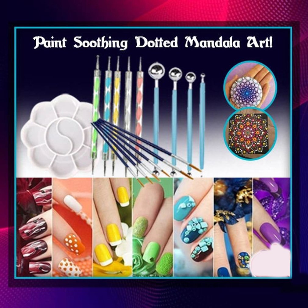 20 st/set kombination mandala dotting verktyg kit stenmålad lera diy målning mall verktygssats