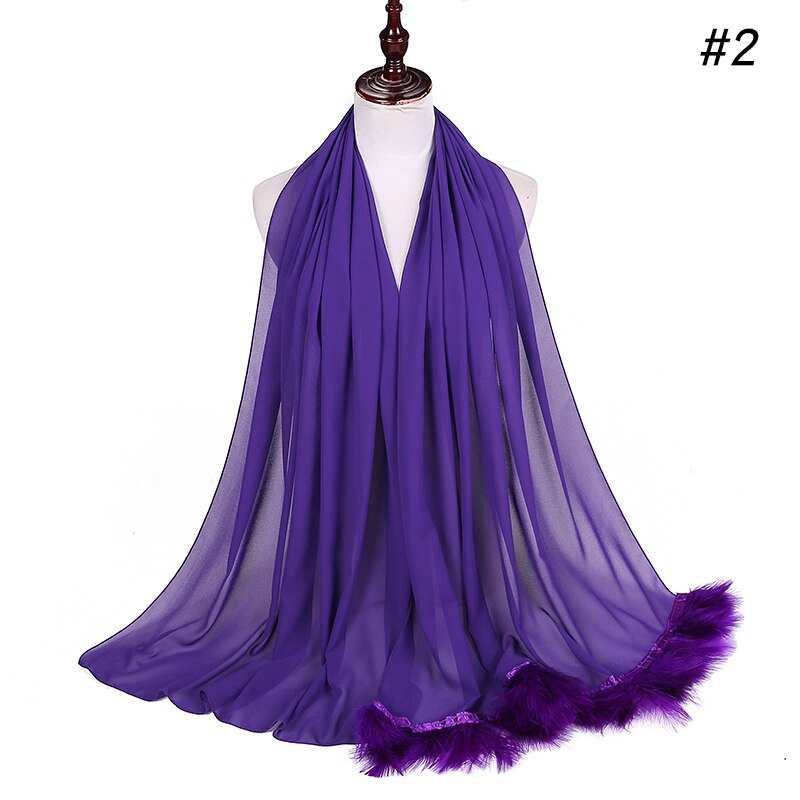 Veren chiffon sjaal hijab dons bubbelsjaal luxe populaire kwastjessjaals sjaal moslim sjaal 170 x 75cm: Kleur 2