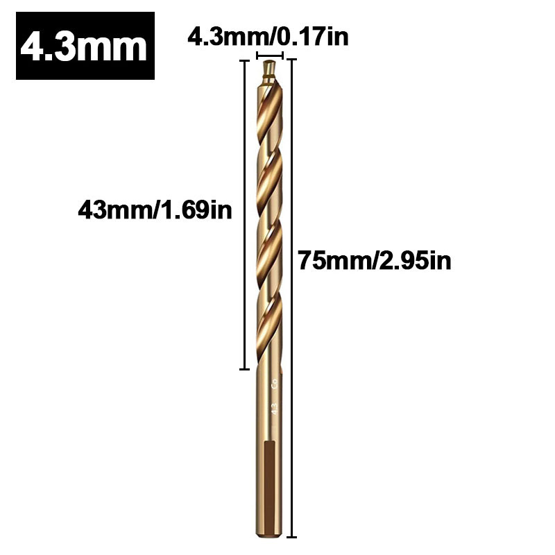 Broca helicoidal escalonada de cobalto, taladro de vástago recto de acero de alta velocidad M35 (3-13 mm) para metal, acero inoxidable y hierro