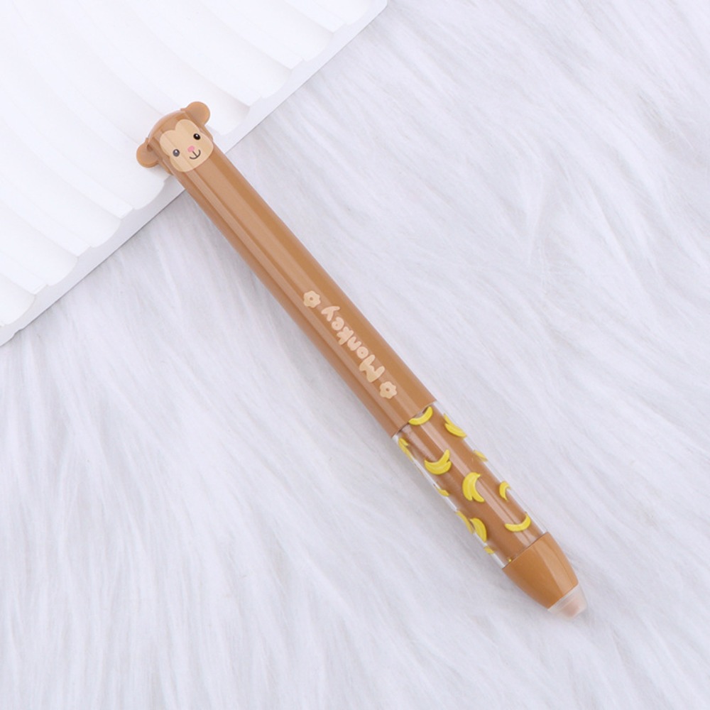 Cartoon Erasable Ballpoint Pen Animal Quick-drying Neutral Pen Double Ink Color Signature Pens Stationery
