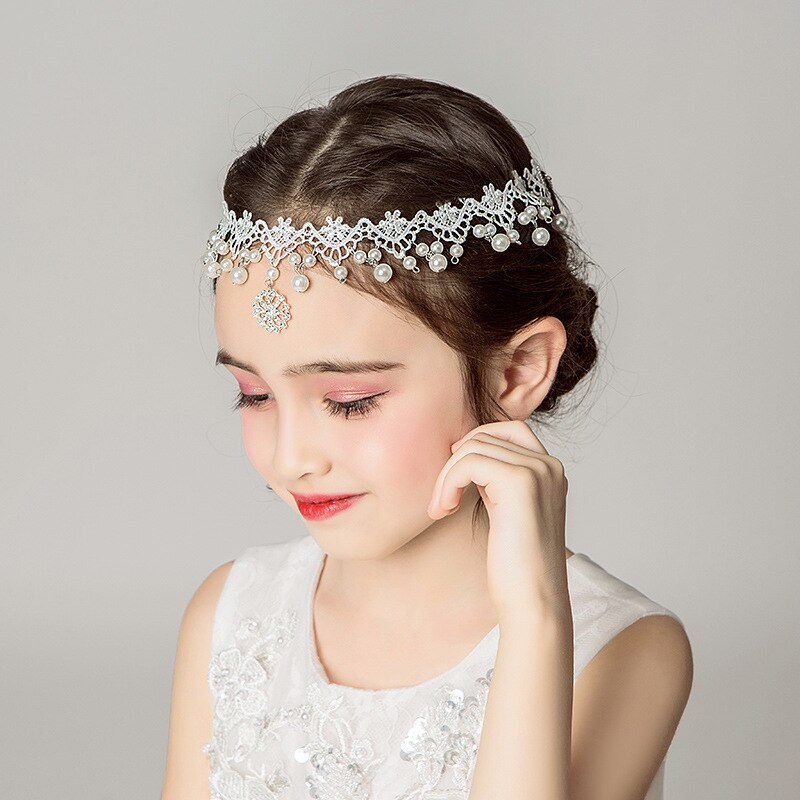 Pageant Flower Girl Tiara Hair Accessories Pearls Wedding Party Shining Crown