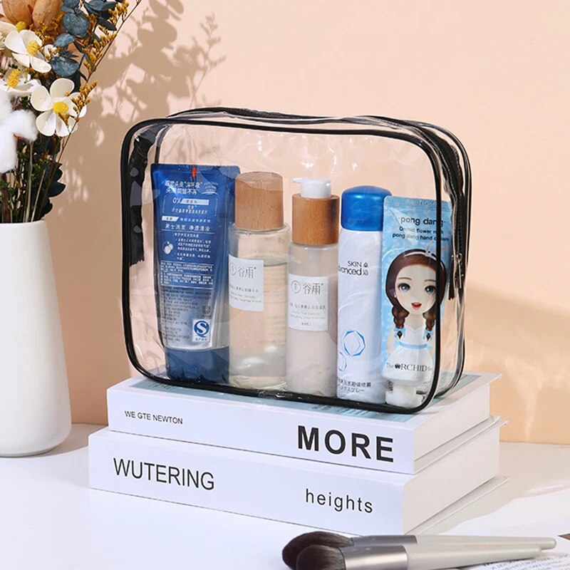1/3Stck einstellen Transparente Kulturbeutel Große Kapazität Tasche Reise Veranstalter Lagerung Beutel machen-hoch Kosmetik Tasche Multifunktions: Weiß