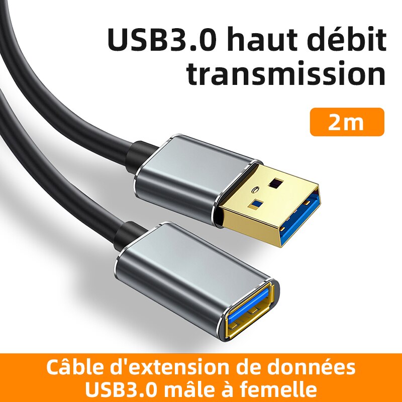 USB3.0 Extension Cable USB 3.0 Male to Female Extension Data Sync Cord Cable Extend Connector Cable for Laptop PC Gamer mouse 3m: 2M