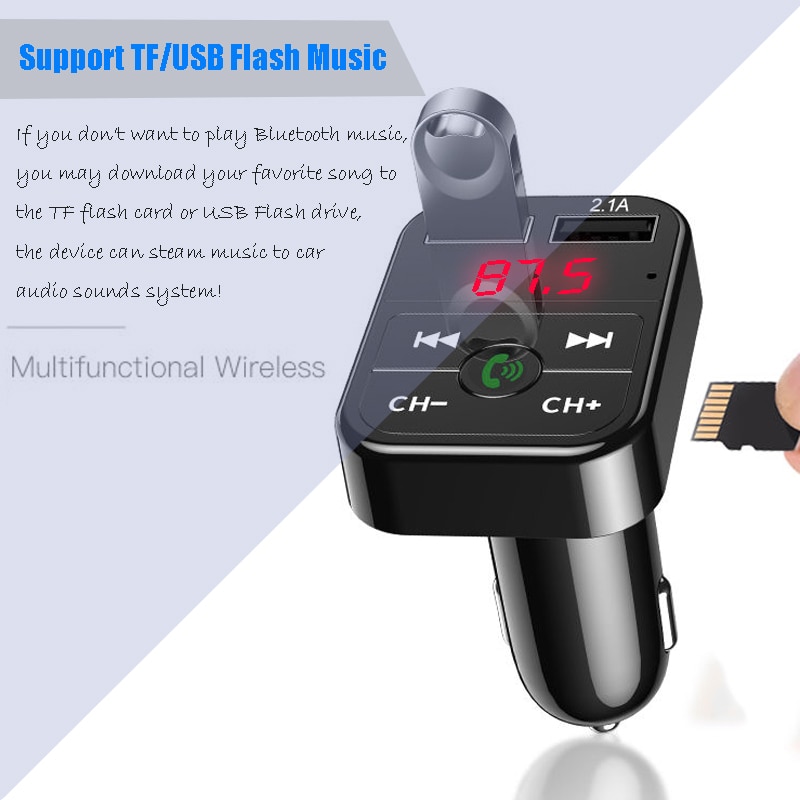 Samochodowy Bluetooth 5.0 nadajnik Modulator FM bezprzewodowa ładowarka samochodowa zestaw głośnomówiący odbiornik Audio Auto MP3 odtwarzacz samochodowy podwójny Adapter USB