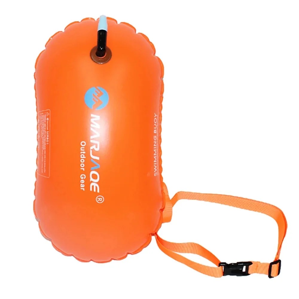 Portable 20L Safety Swimming Buoy Inflatable Lifeguard Float Dry Storage Tow Bag Wearable Waist Belt for Open Water Swimming: Orange