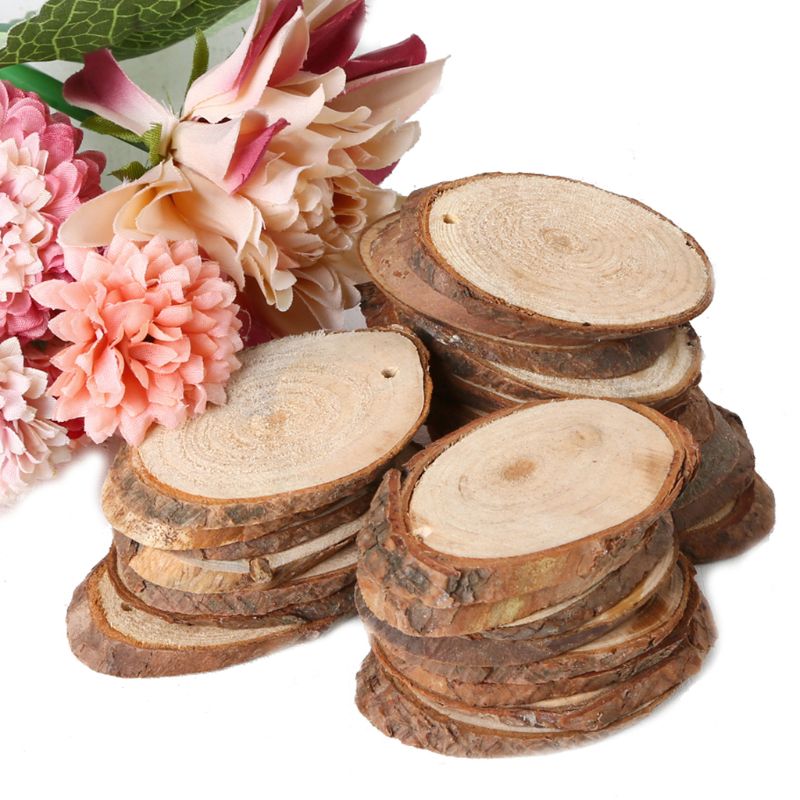 25 uds. Rodajas de madera Natural ovaladas piezas de madera en blanco adornos sin pintar manualidades DIY cumpleaños decoración de pantalla de boda