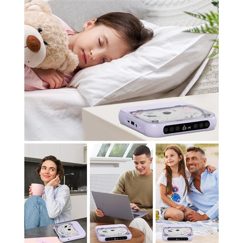 B68C CD Player Portable Rechargeable Portable CD Player With Bluetooth Dual Stereo Speakers