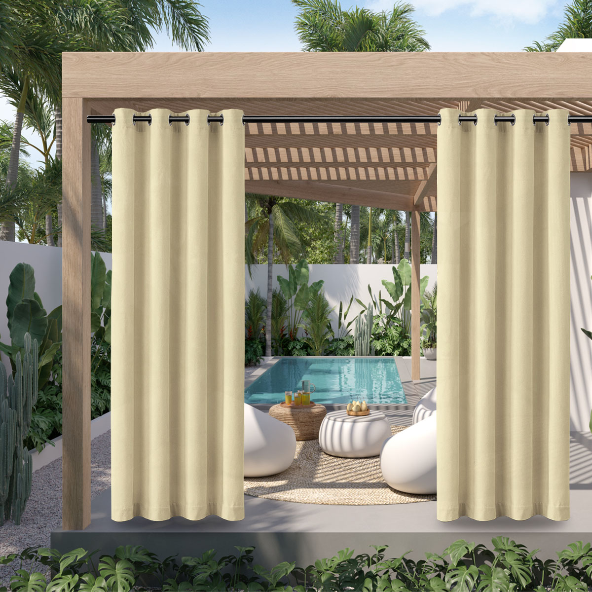 1 szt., wodoodporna zasłona Polyster na zewnątrz, odporna na warunki atmosferyczne kurtyna górna na ganek, pergola, Cabana, dekoracja patio