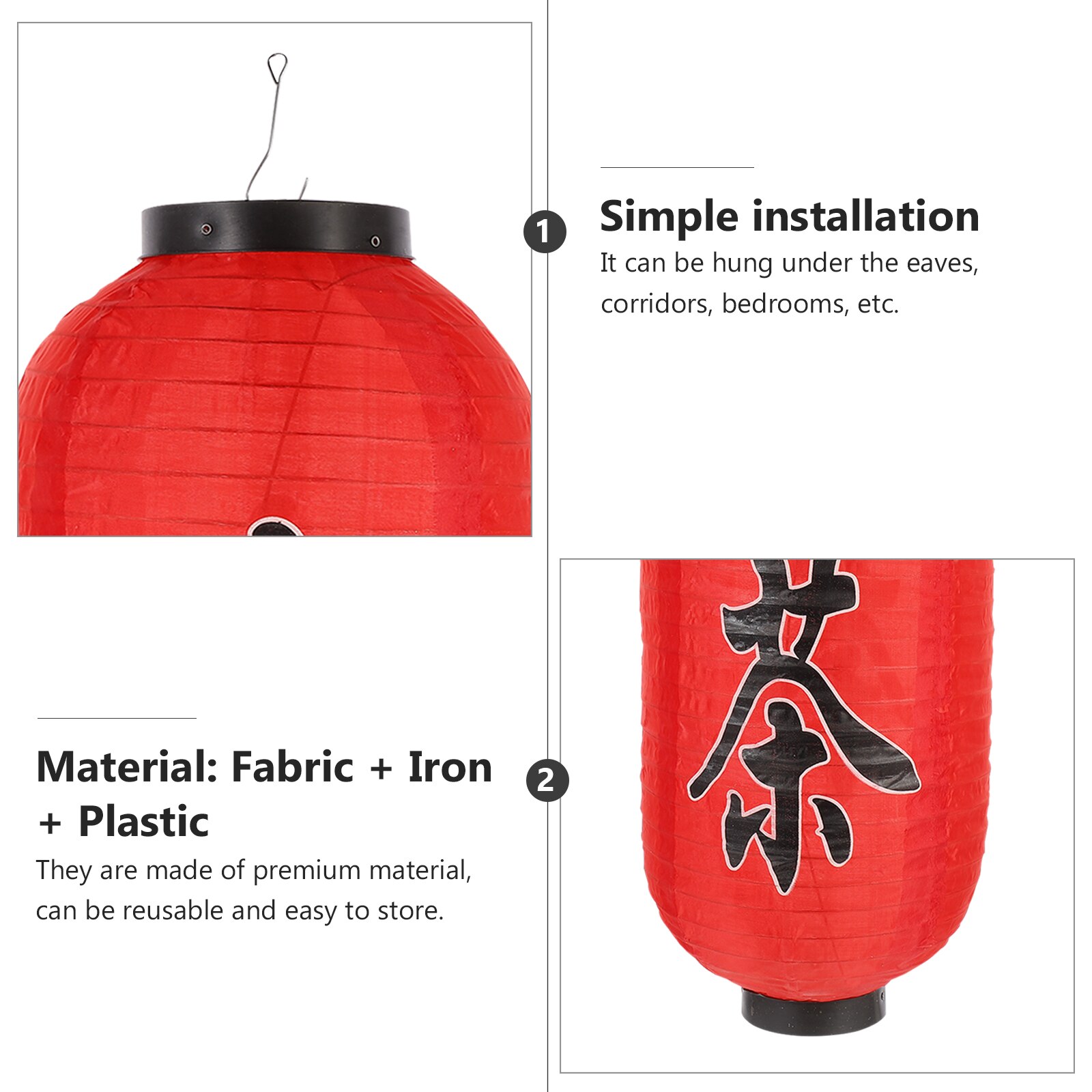 2 Sets Japanese Style Lantern Red Durable Traditional Lantern Japanese Lantern for Outdoor Home Indoor