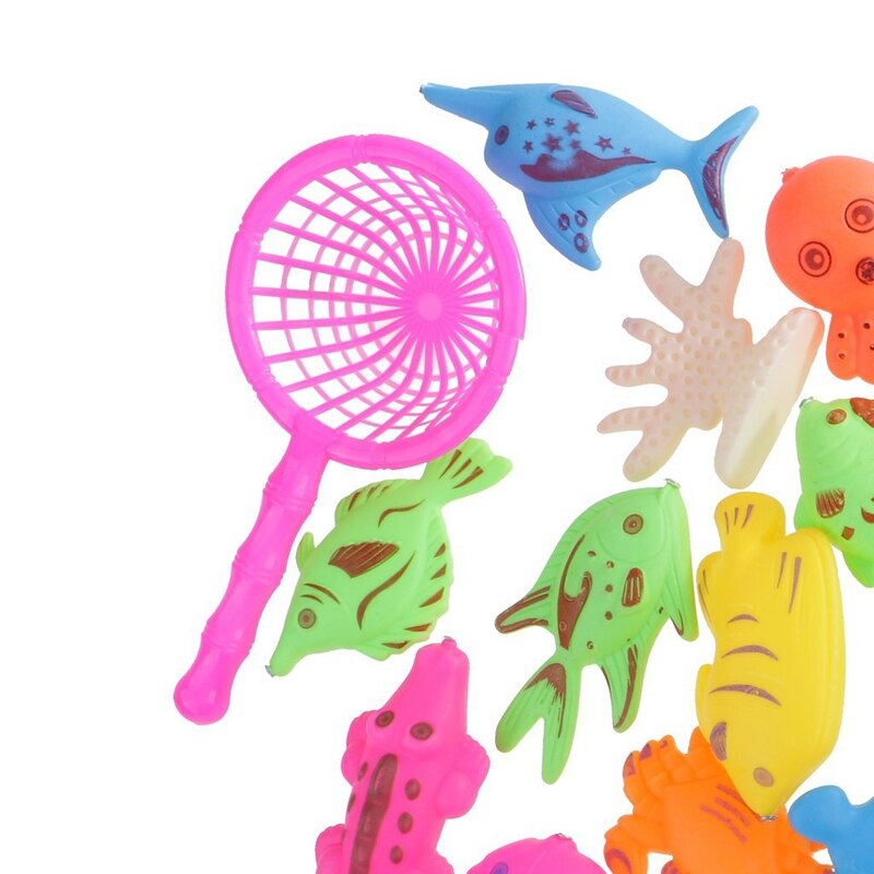 32 Piece netic Fishing Toy Rod Model Oceanic Net Fish Baby Bath Time Water Fun Interactive Toys