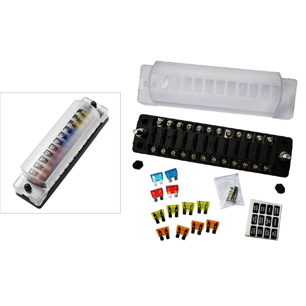 Waterproof Fuse Block 12-Way 6-Way Waterproof Protection Atc/Ato Fuse Box Dust Cover Fuse Block 12V Boat Car Boat Camper: 12Way