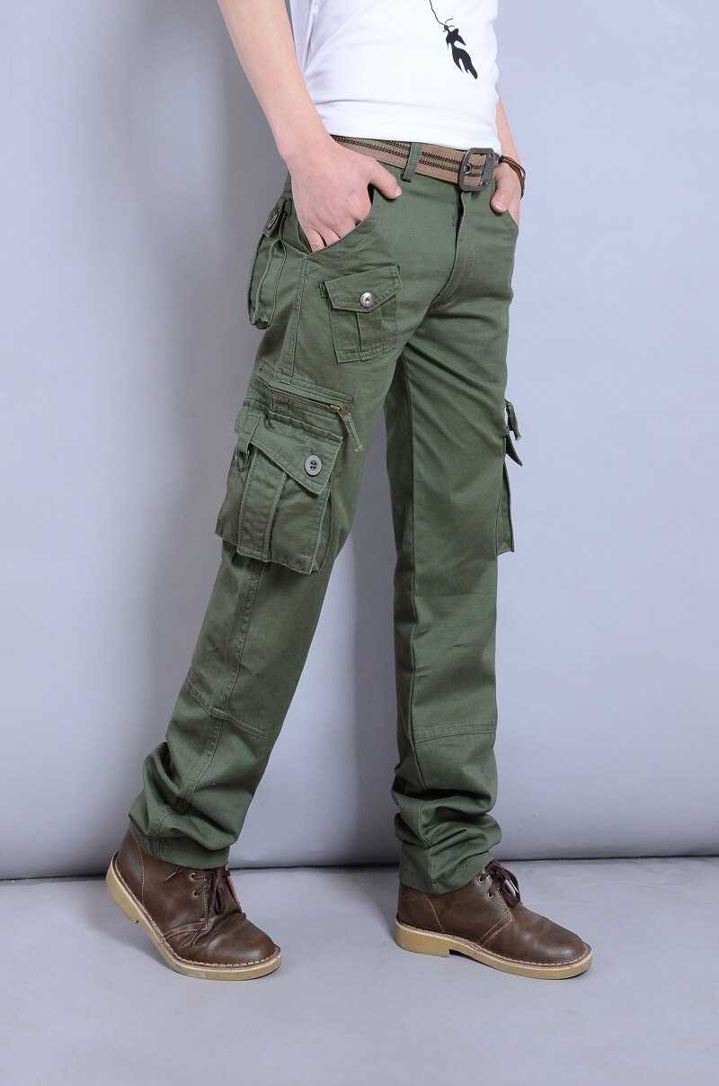 Cargo Pants Men Work Pants Loose Fit Cotton Straight Leg Casual Workwear with Muti Pockets