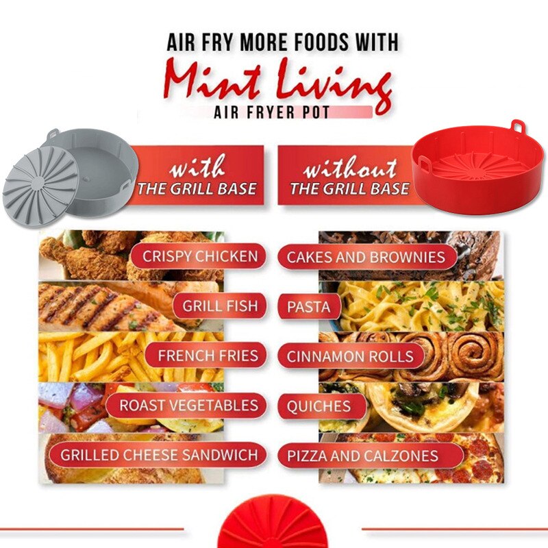 Airfryer Siliconen Pot Lucht Friteuses Oven Bakplaat Gebakken Pizza Kip Mand Mat Vierkante Ronde Replacemen Grill Pan Accessoires