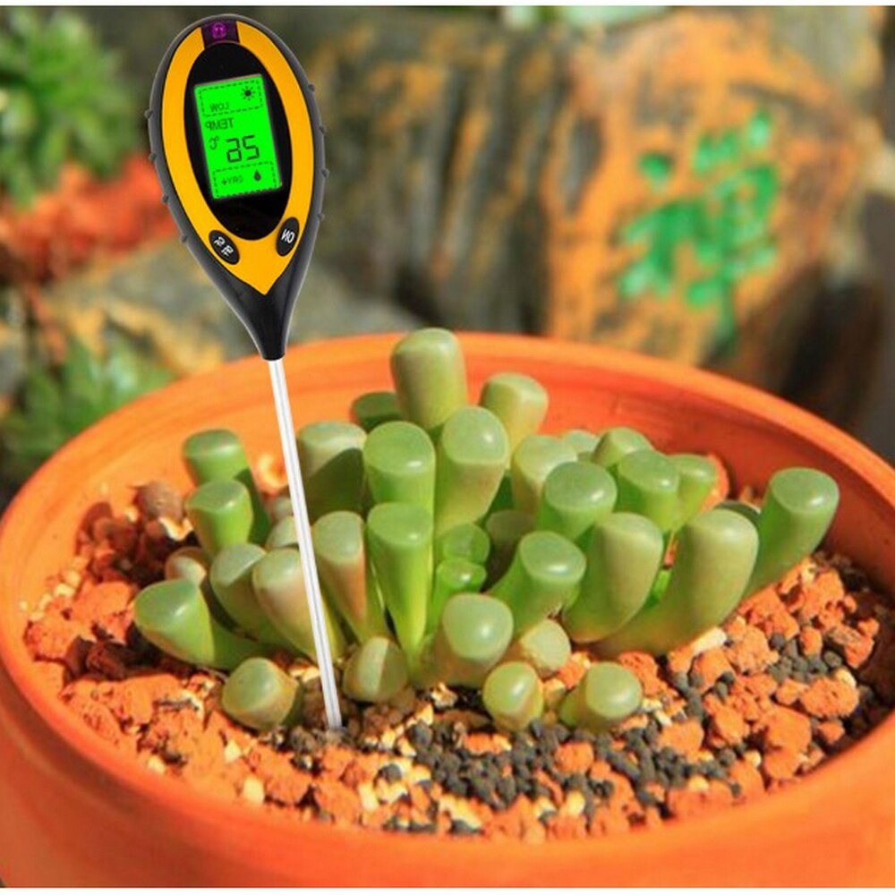 4-in-1 Soil Test Meter Electronic Nalyzer Soil Tester PH Digital Display Temperature and Humidity Meter for Plants Garden Farm