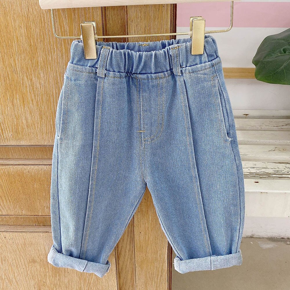 Halilo Del Bambino Del Ragazzo Dei Pantaloni Blu di Colore Solido di Autunno della Molla Per Bambini Boutique di Abbigliamento Ragazza Infantile Pantaloni Casual Unisex Delle Ragazze Dei Ragazzi Dei Jeans