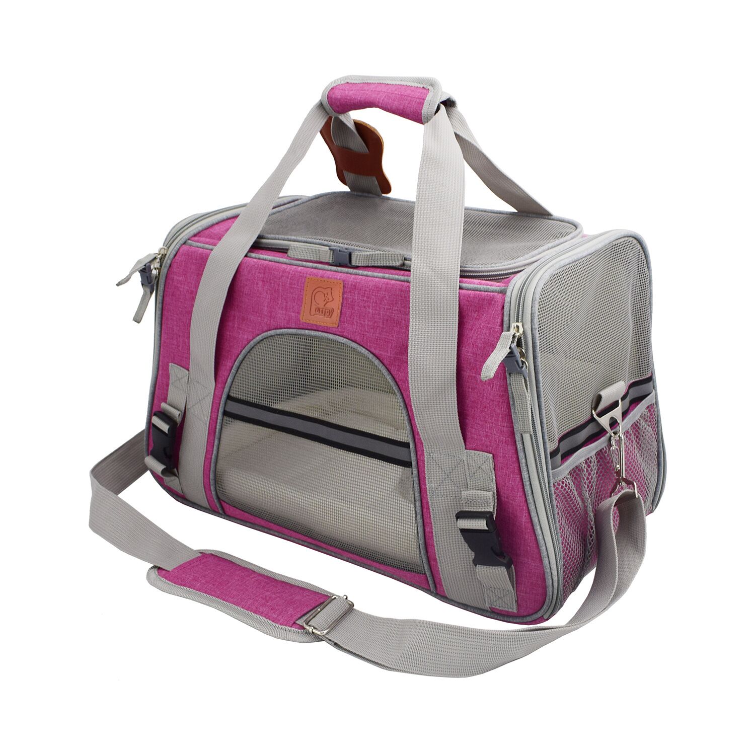 Pet Carrier Airline Approved Soft Sided Carrier for Cats and Dogs Portable Breathable Cozy Travel Pet Bag Car Seat Safe Carrier: Pink