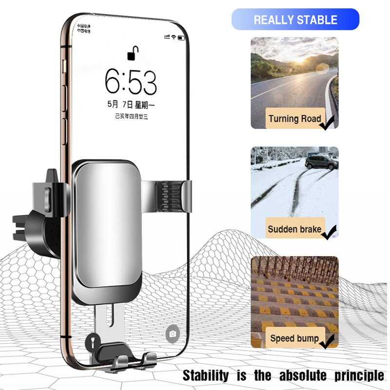 Autotelefoonhouder voor iphone 11, autoluchtroosterhouder, universele mobiele houder voor huawei xiaomi smartphone, zwaartekrachtbeugel