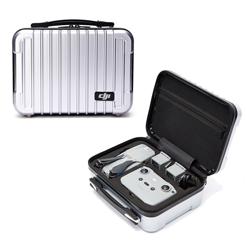 Dji mavic air 2 drone hard shell bærbar rejsetaske bæretaske dele tilbehør vandtæt opbevaringspose stor kapacitet: Sølv sag sort