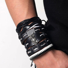 Vintage Meerdere Charm Armbanden Set Voor Mannen Vrouw Mode Polsbandjes Uil Leaf Lederen Armband Bangles Partij Sieraden