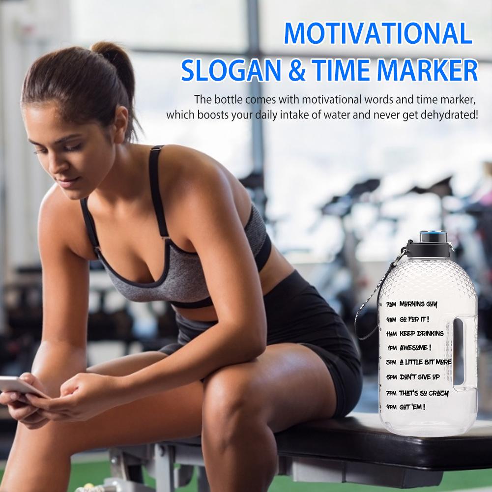 1 galon butelka wody przezroczysty z tworzywa sztucznego butelki robić picia duża siłownia dzbanek kubek BPA darmowa siłownia dzbanek sportowy z przypomnieniem czasu robić picia wody