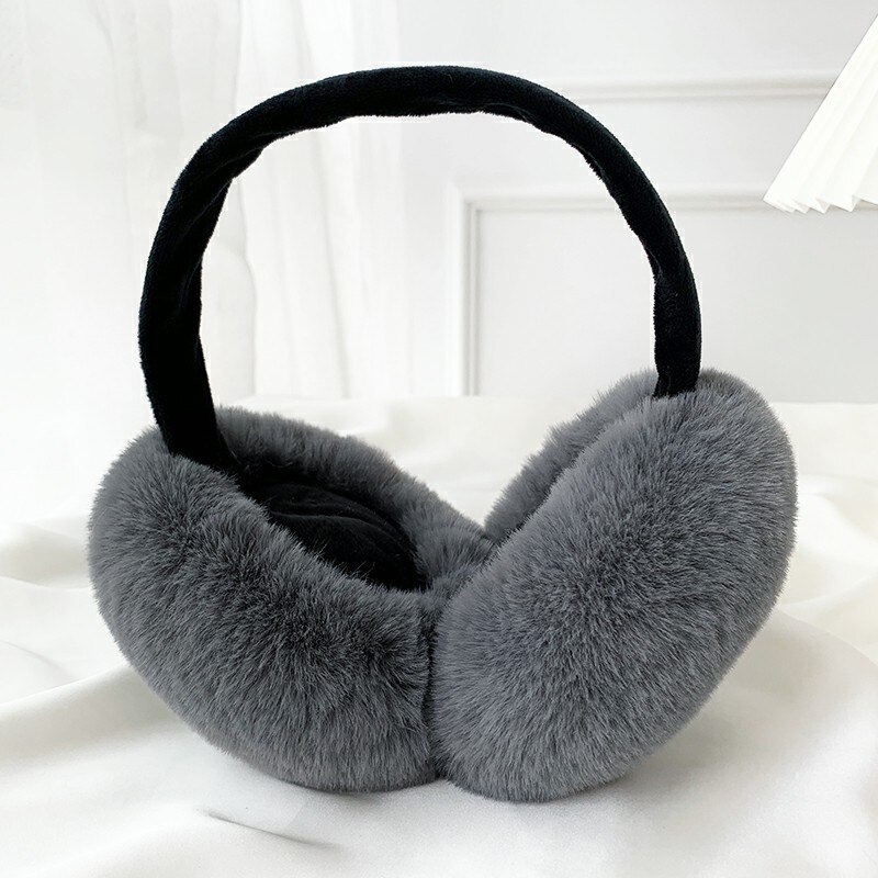 Orejeras cálidas de felpa suave para mujer, orejeras cálidas para estudiantes, protección contra el frío, cubierta de oreja para mujer: gray  classic