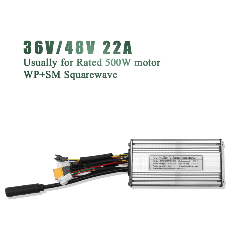KT-controlador de Motor para bicicleta eléctrica, 36V, 48V, 350W, 500W, 750W, 22A, LCD, con función de luz: WP SM Squarewave