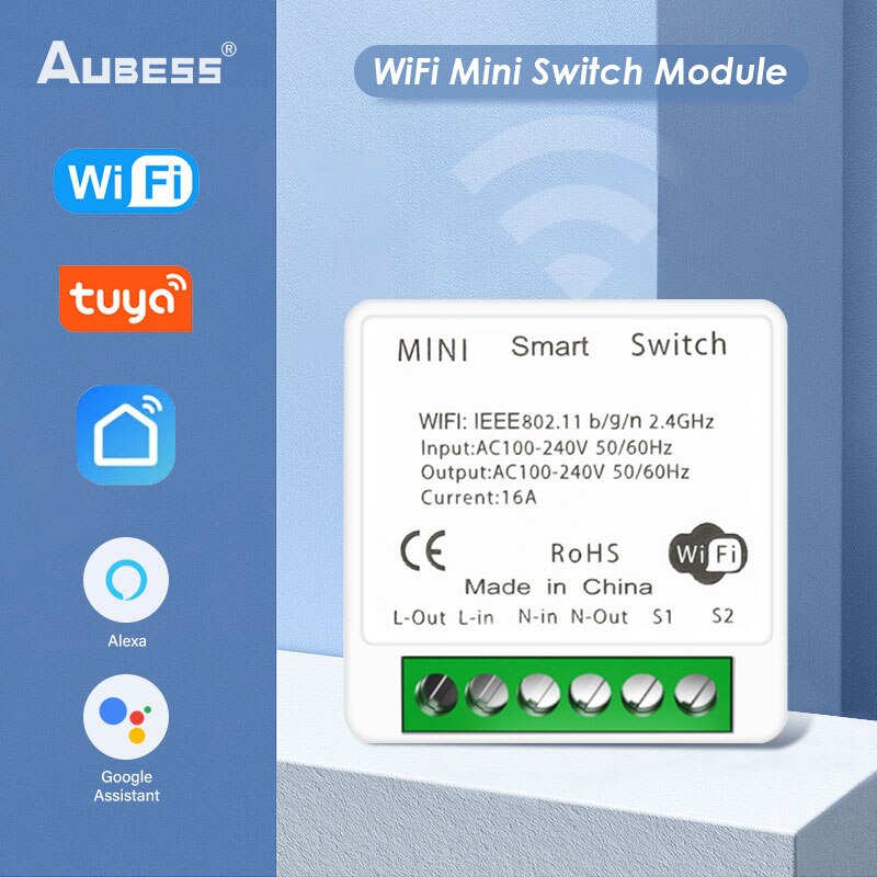 Tuya Mini Smart Switch WiFi DIY Module Double-way Switch Timer Relay Breaker Automation Work With Alexa Yandex Alice Smart Life