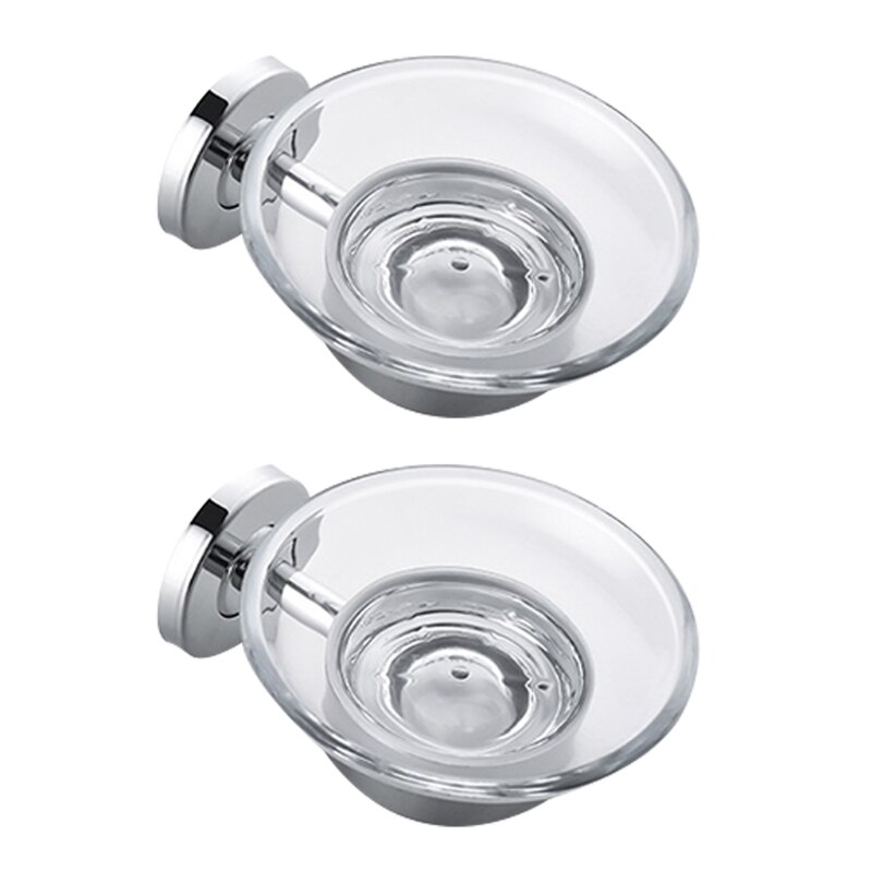 Stainless Steel Soap Container Wall Soap Holder Glass Soap Tray, Bathroom: 2 pcs