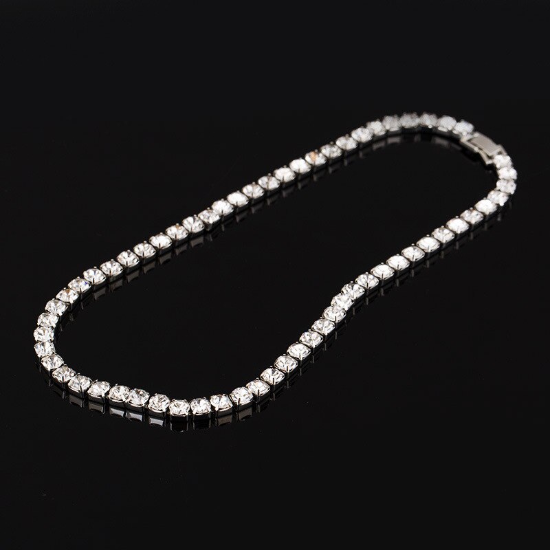 Collar de gargantilla de cristal a la treezy para mujer, collar de cadena con diamantes de imitación, de joyería para boda, collar de mujer: silver