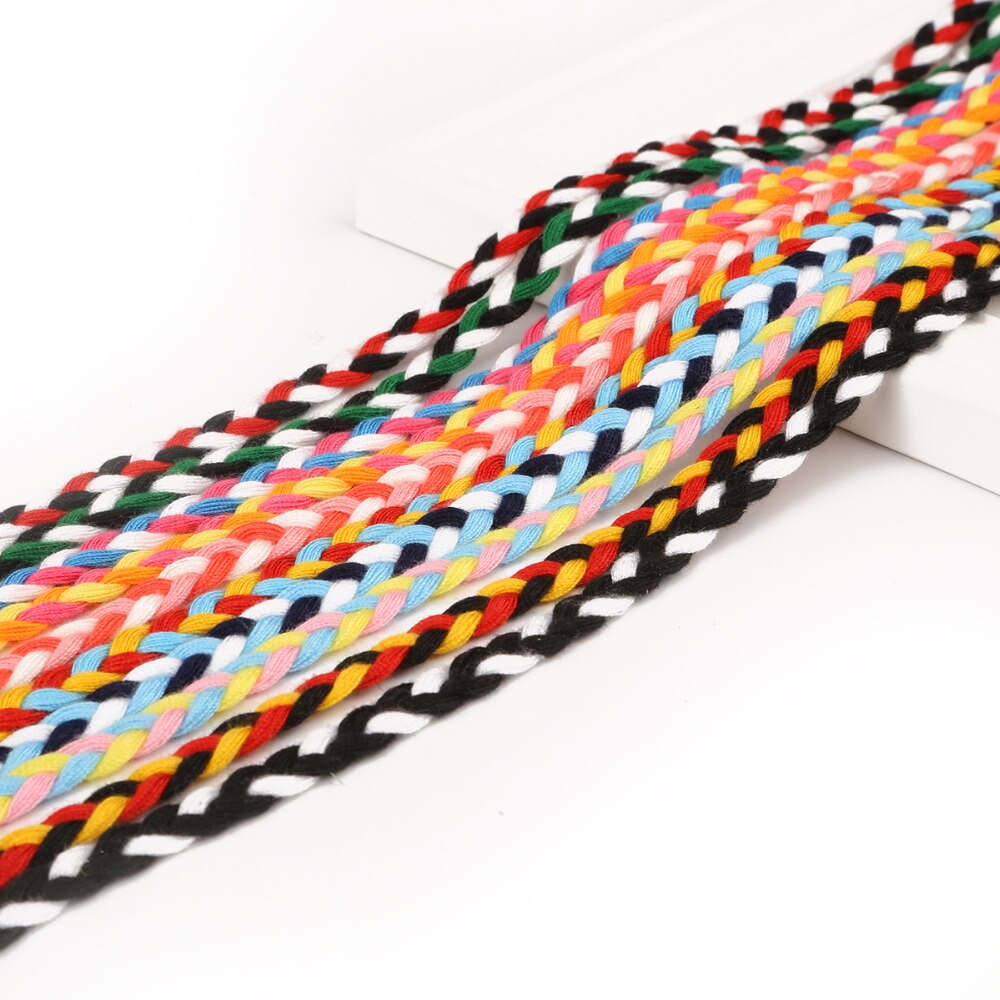 5 meter längd 7mm färgade polyestersnören flätat rep diy svart vit tjockt dekorativt rep garnlåda dekor hantverk