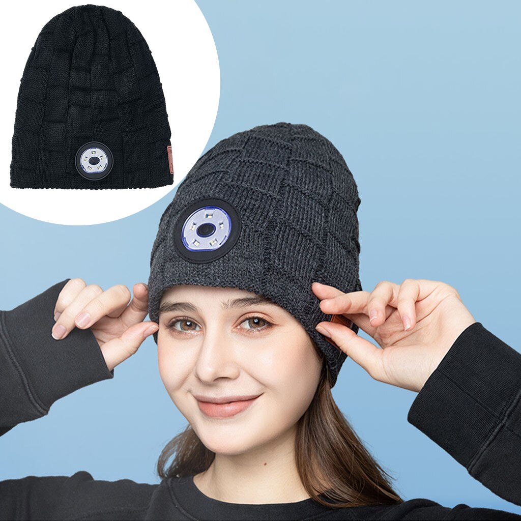 Unisex Outdoor Fietsen Wandelen Led Licht Gebreide Muts Winter Elastische Beanie Hoed Met Verlichting Xmas Voor Vriend