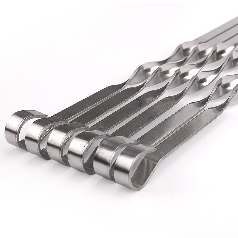 45cm rostfria grillspett grillpinnar metallpinnar gafflar shish kebob nål rundspets handtag bbq tillbehör 4/6/10 st