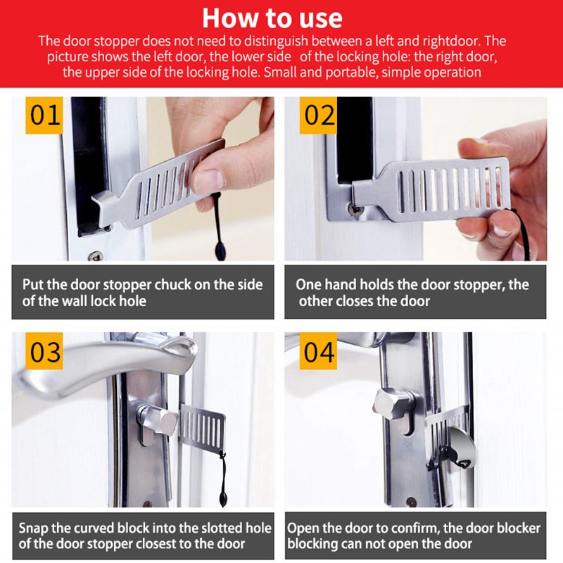 1pcs Patented Door Stopper Stainless Steel Door Lock Latch Anti-theft Buckle Door Stopper Girl Free Punch Door Lock