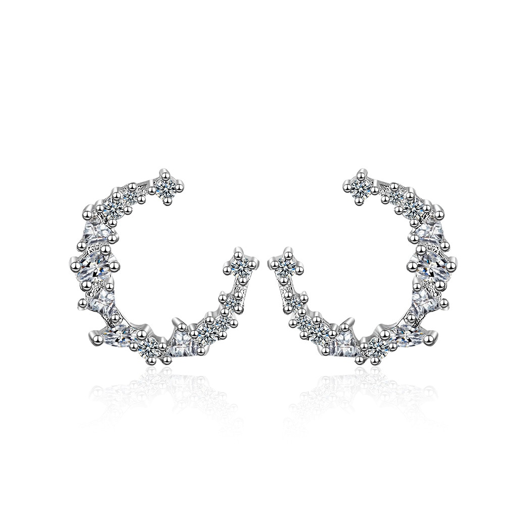 Conjunto de joyería nupcial para mujer, , gargantilla de luna de Plata de Ley 925, collares, pendientes de circonia cúbica llamativa, aretes