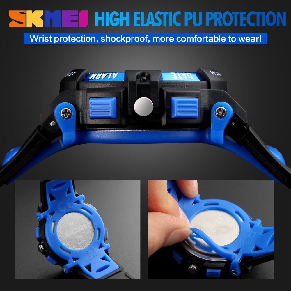 SKMEI Sports Watches Children LED dIgital 50M Waterproof Dual Display Wristwatches Watch Alarm For Boys Girls Kids 1163