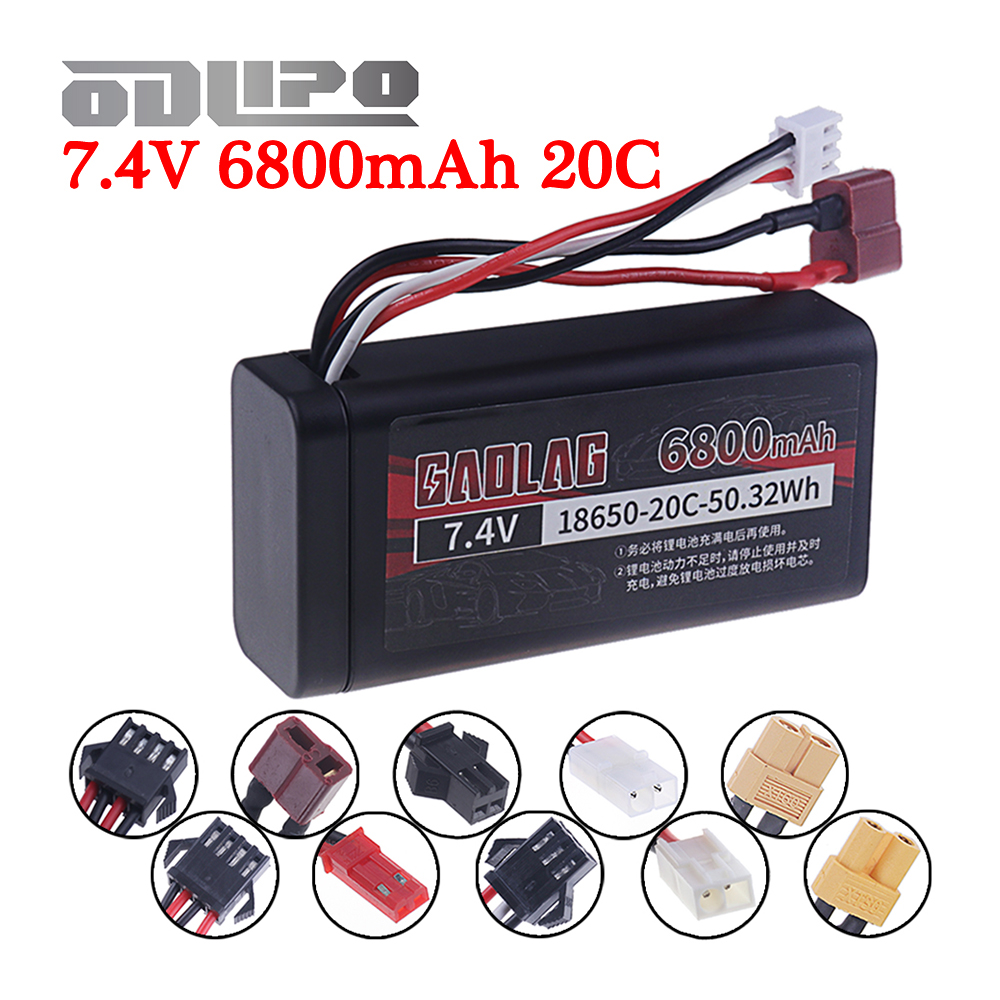 18650 Li-ion batterij 7,4 V 6800 mAh RC auto-accu voor Wltoys 144001 12428 12423 10428 RC Auto's Vrachtwagens Tanks Reservebatterij 2s 7,4 V