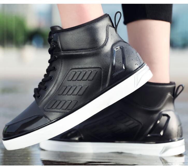 Casual Water Laarzen Mode Rubber Schoenen Mannen Regenlaarzen Waterdichte Non-Slip Rubber Schoenen Regen Laarzen H370: black w / 43